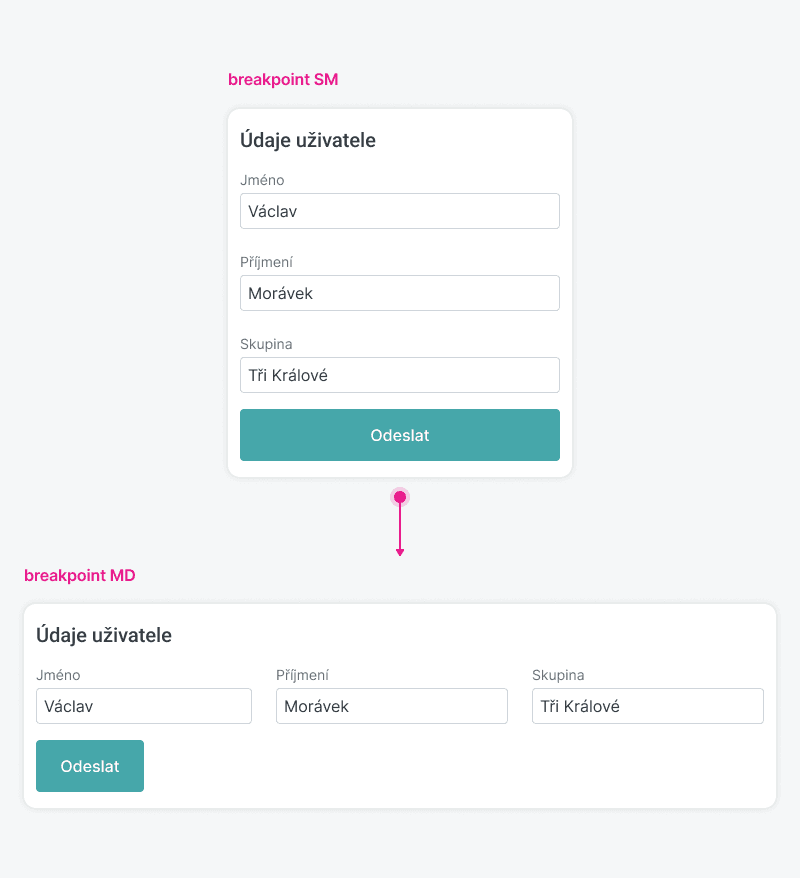 Responsivní buttony zarovnané na plnou šířku v breakpointu md